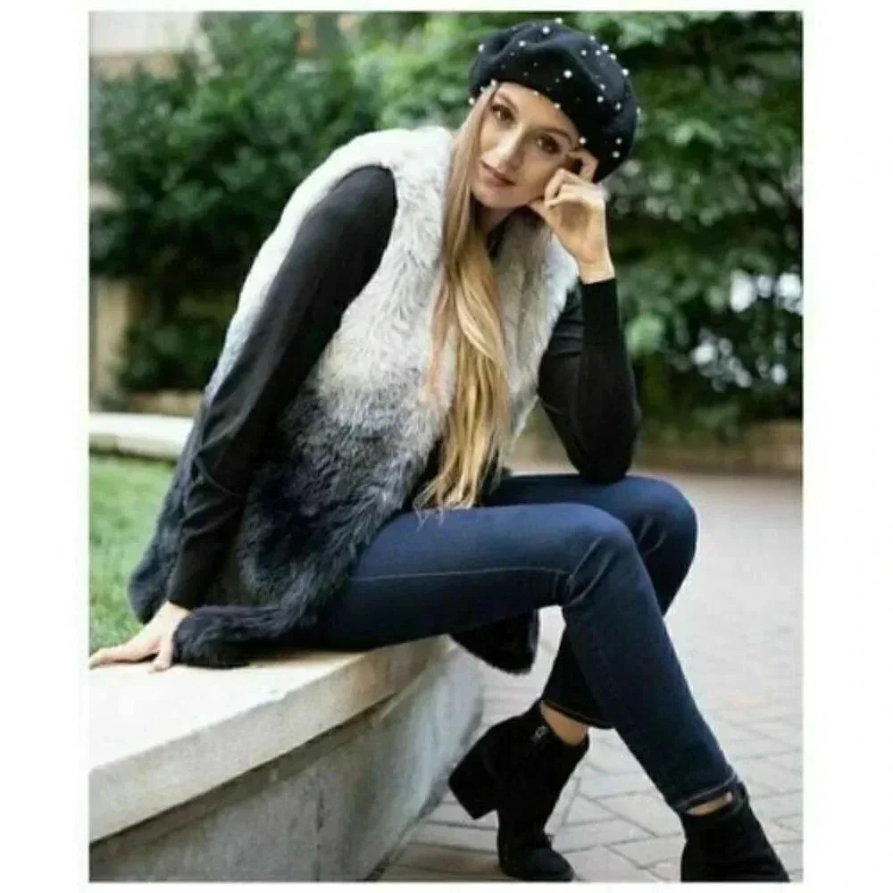 INC International Concepts Size M Ombre  Faux Fur Vest Y2K NEW!